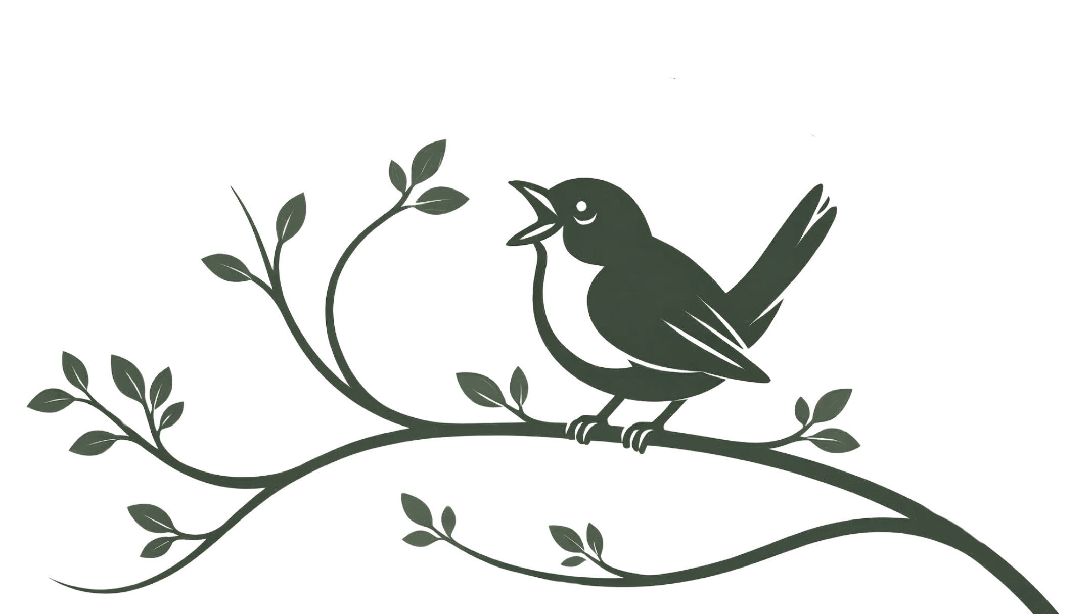 Wren the bird perched on a branch, singing