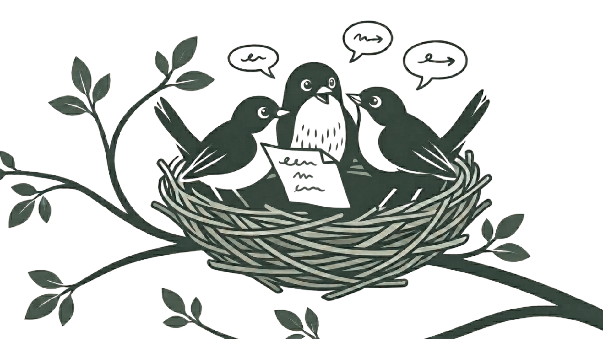 Wren crafting a scroll with a pen — the artisan at work