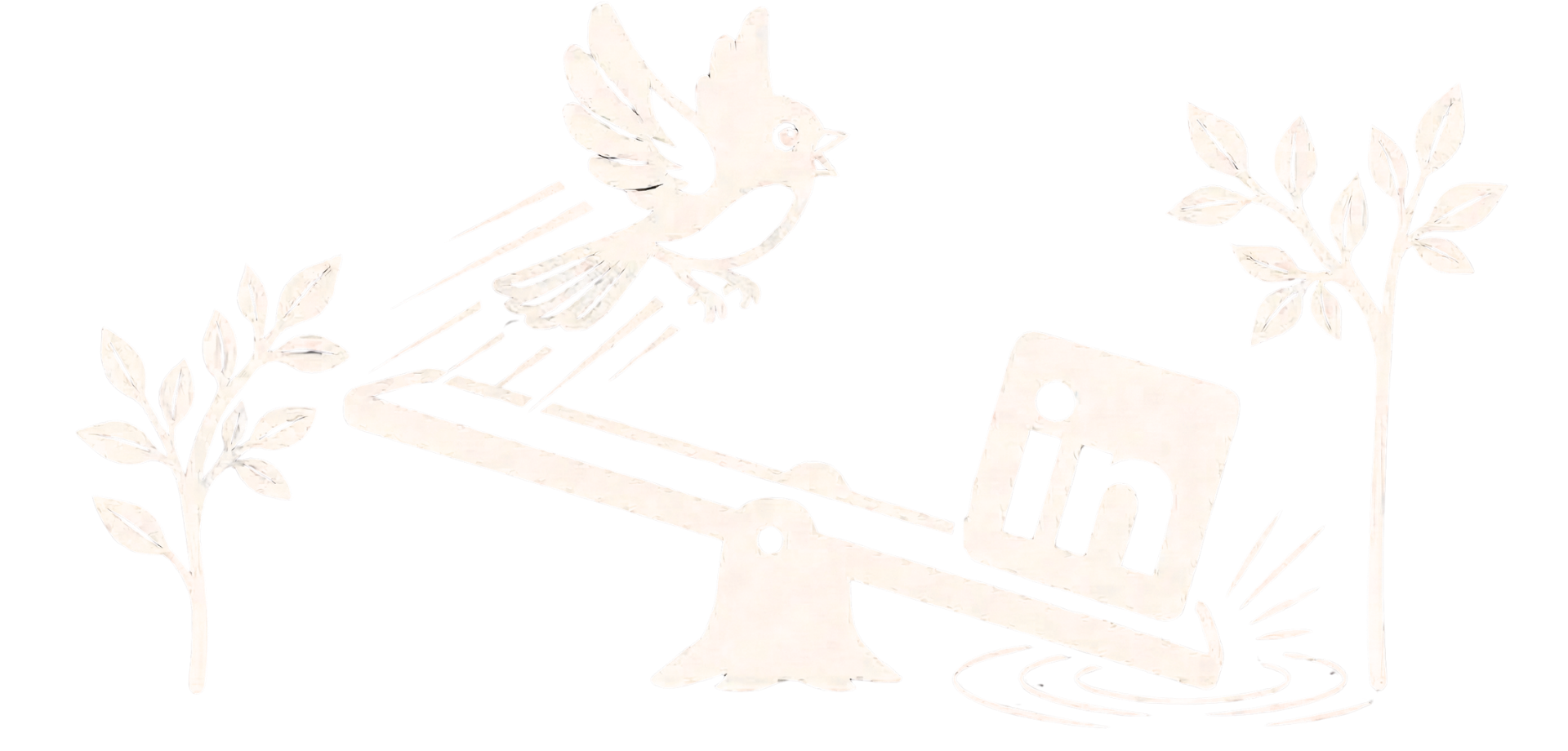 Wren on a seesaw with LinkedIn logo