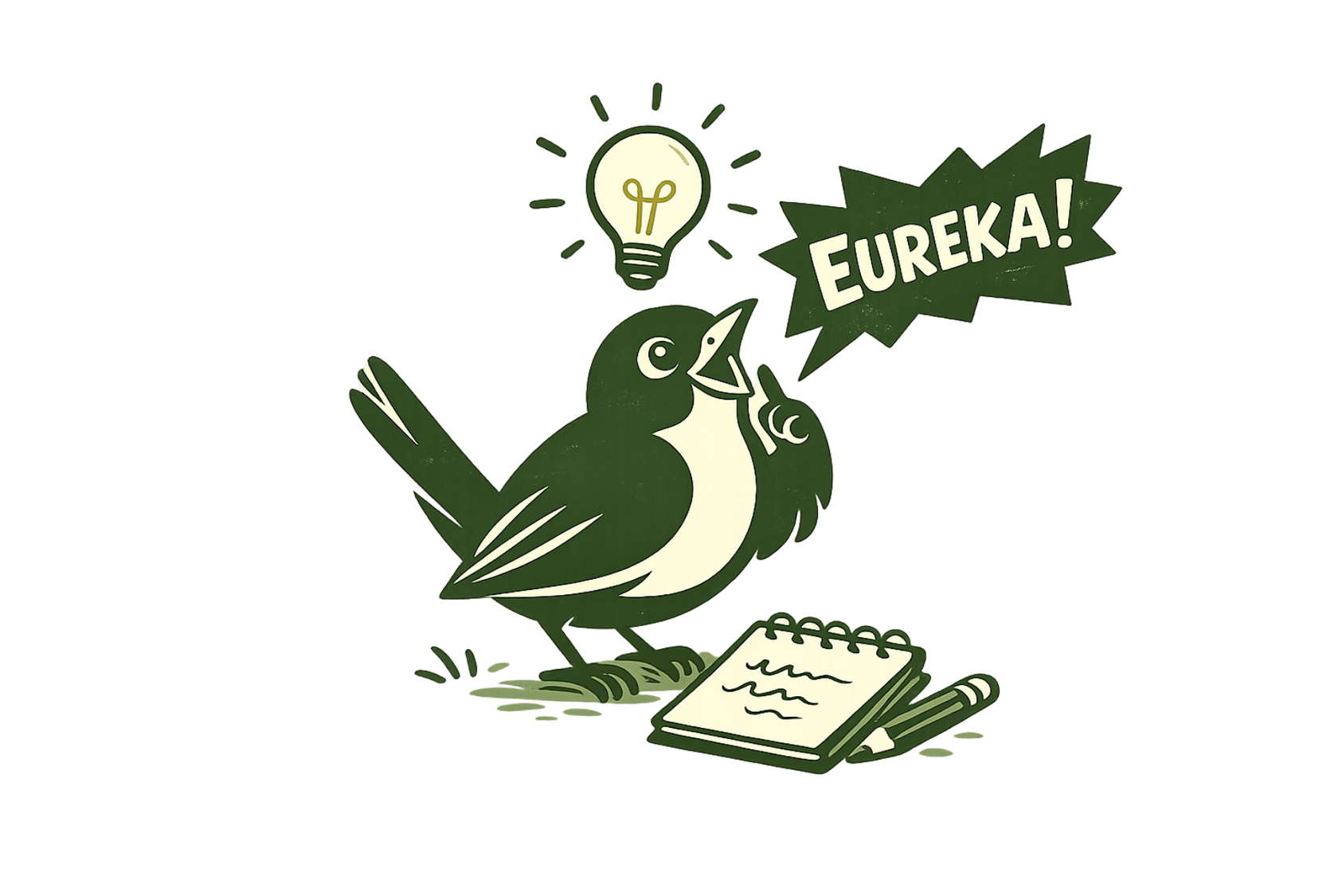 Wren with a lightbulb idea, EUREKA