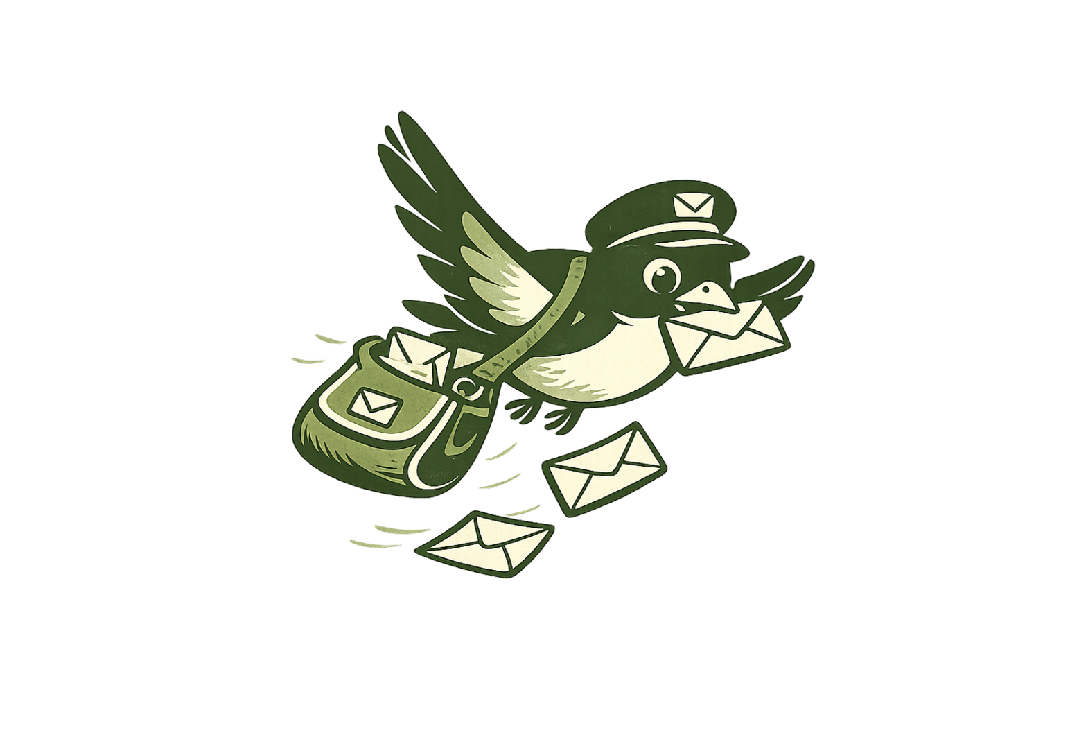 Wren as a mail carrier delivering posts